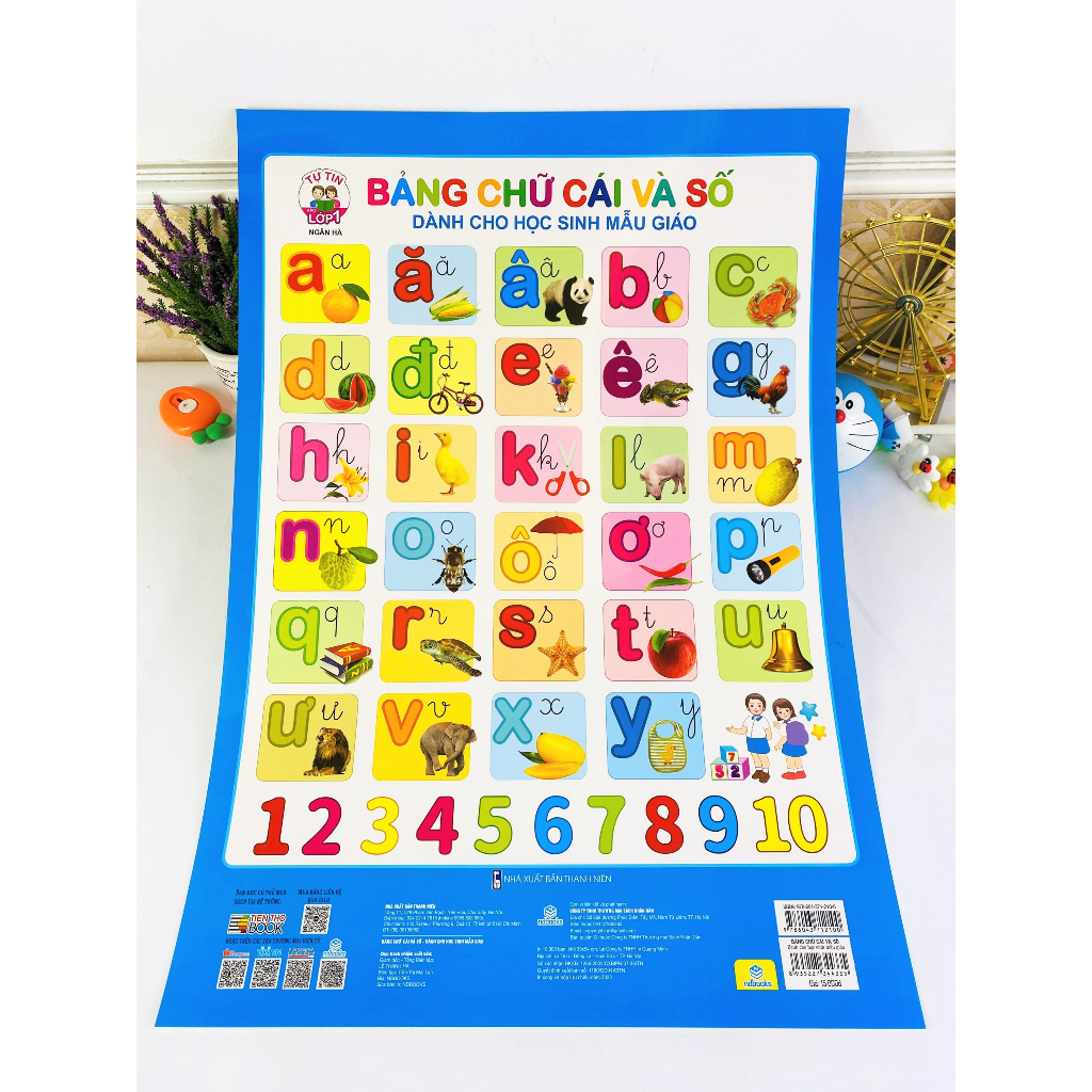Sách - Combo 5 tờ Tranh Bảng Chữ Cái Và Số - ndbooks