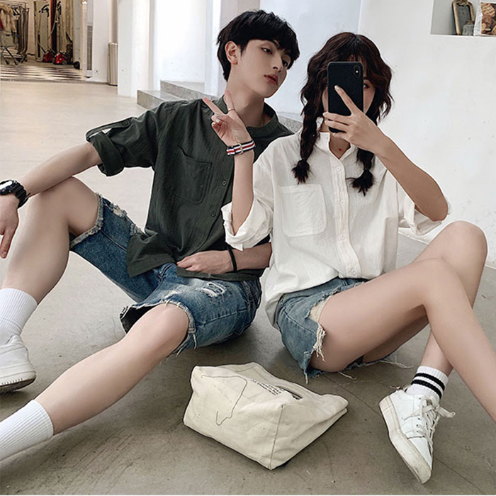 Áo sơ mi cổ tầu tay lỡ chất đũi unisex trẻ trung ArcticHunter, thời trang thương hiệu chính hãng