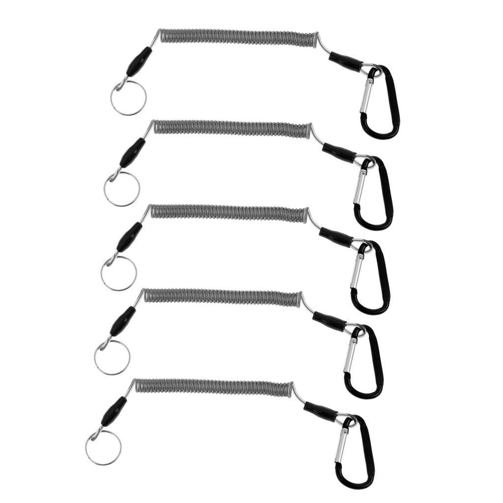 Booms Fishing Coiled Lanyard or Safety Rope Wire Steel Inside 27cm
