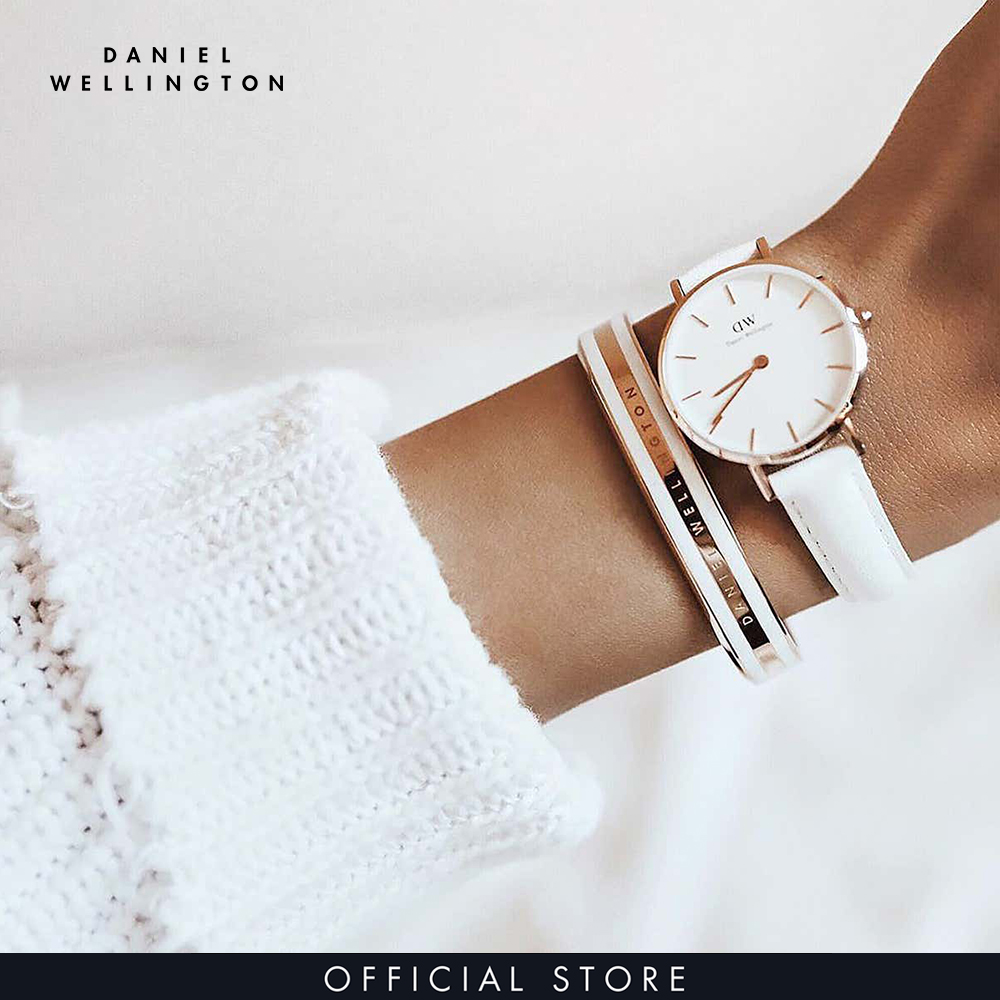 Vòng tay Daniel Wellington màu trắng, vàng hồng - Emalie Bracelet - M