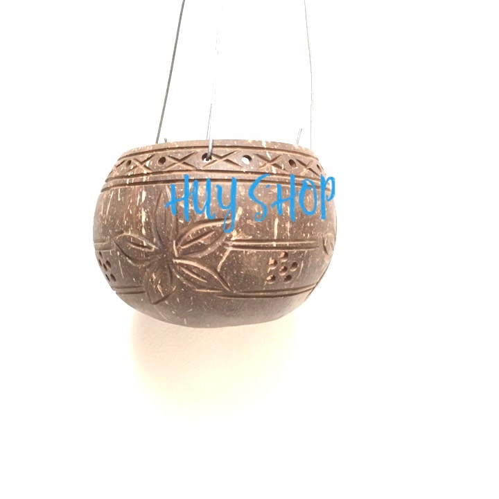 COMBO 5 CÁI GIỎ GÁO DỪA TRANG TRÍ + MÓC KẼM 10X09CM