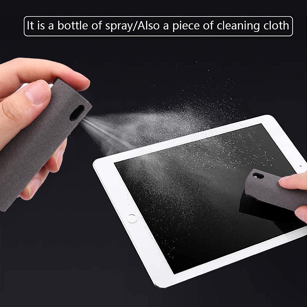 2in1 Microfiber Chai Xịt Màn Hình Điện Thoại Di Động Máy Tính Bảng TV Màn Hình Hiển Thị Màn Hình Vệ Sinh Khăn Lau Không Có Cồn