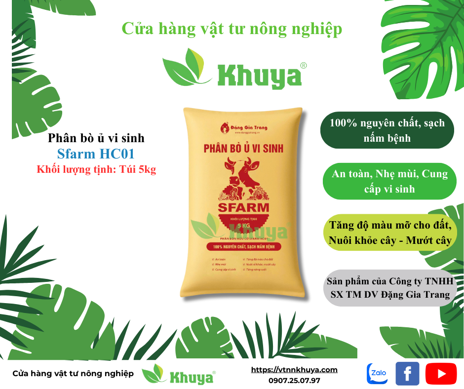 Phân bò hữu cơ vi sinh Sfarm 5kg