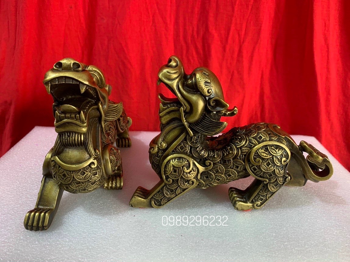 Cặp Tỳ Hưu vây tiền phong thuỷ bằng đồng hun