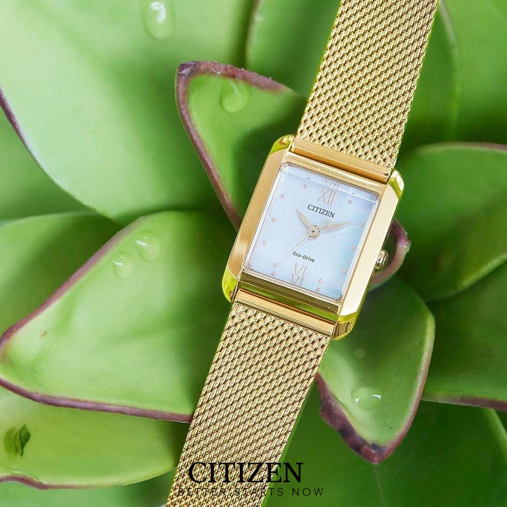Đồng Hồ Citizen Nữ Dây Kim Loại Máy Eco-Drive EW5593-64D - Mặt Xà Cừ (Hãng Tặng Kèm Dây Da)