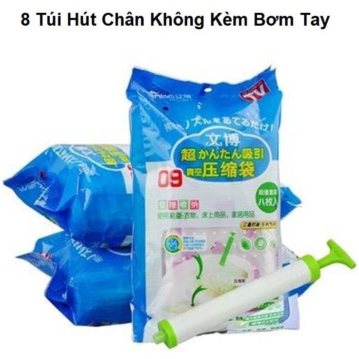 Combo 8 túi hút chân không đựng chăn màn, quần áo và bơm điện đa năng - Chống Nấm Mốc - Bụi Bẩn