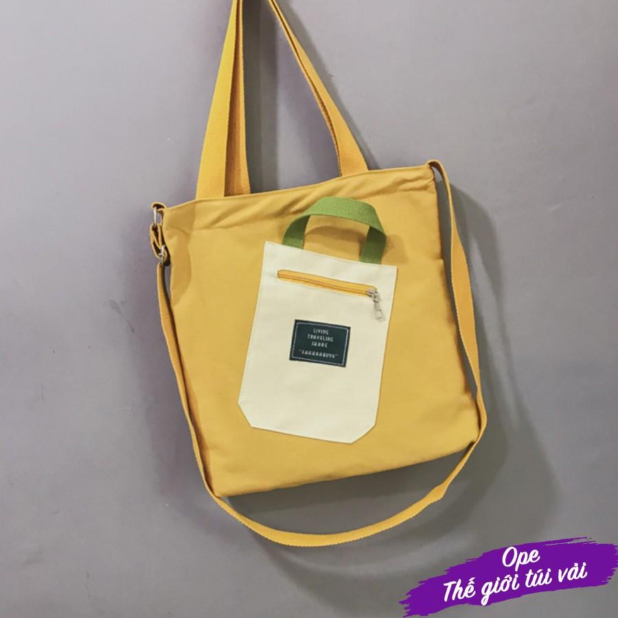 Túi tote vải đựng đồ canvas Hàn Quốc cao cấp có khoá miệng
