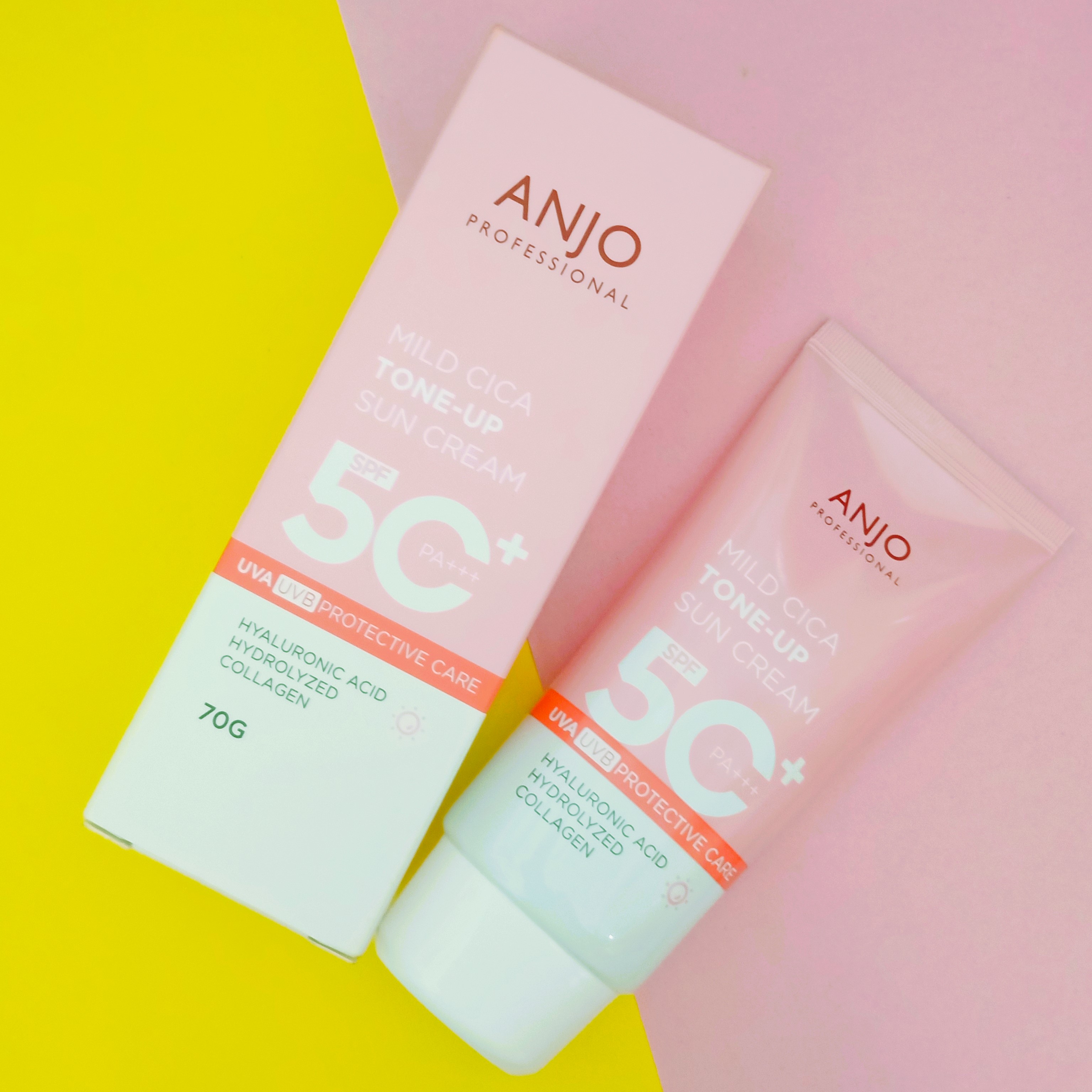 KEM CHỐNG NẮNG CAO CẤP TINH CHẤT RAU MÁ PHỔ RỘNG LỌC ĐA TẦNG BẢO VỆ DA TỐI ƯU ANJO PROFESSIONAL MILD CICA TONE-UP SUN CREAM SPF50+ PA+++