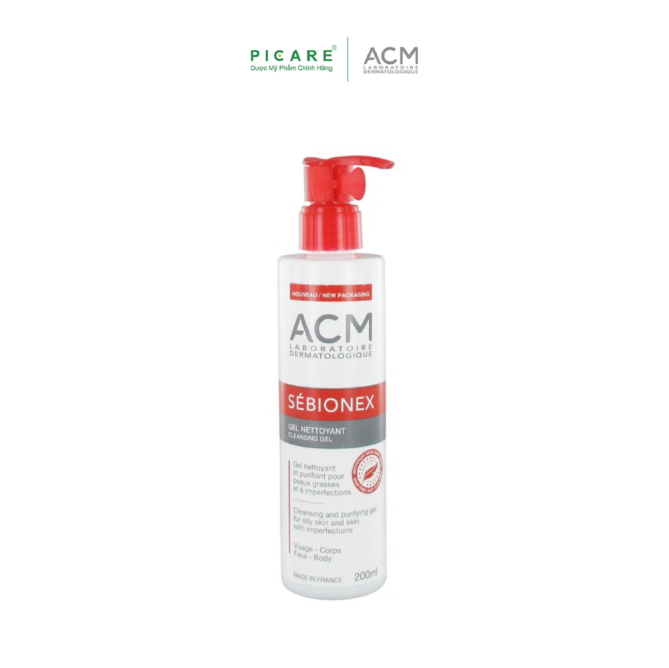 Sữa Rửa Mặt Làm Sạch Sâu Cho Da Dầu Mụn ACM Sebionex Cleansing Gel 200ml