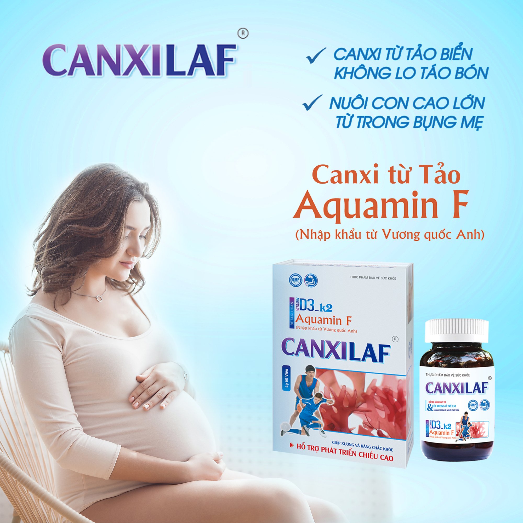 Viên uống hỗ trợ tăng chiều cao từ Tảo Biển NK Vương Quốc Anh, bổ sung Canxi và Vitamin D3 giảm nguy cơ loãng xương Canxi Laf (60 viên/hộp)