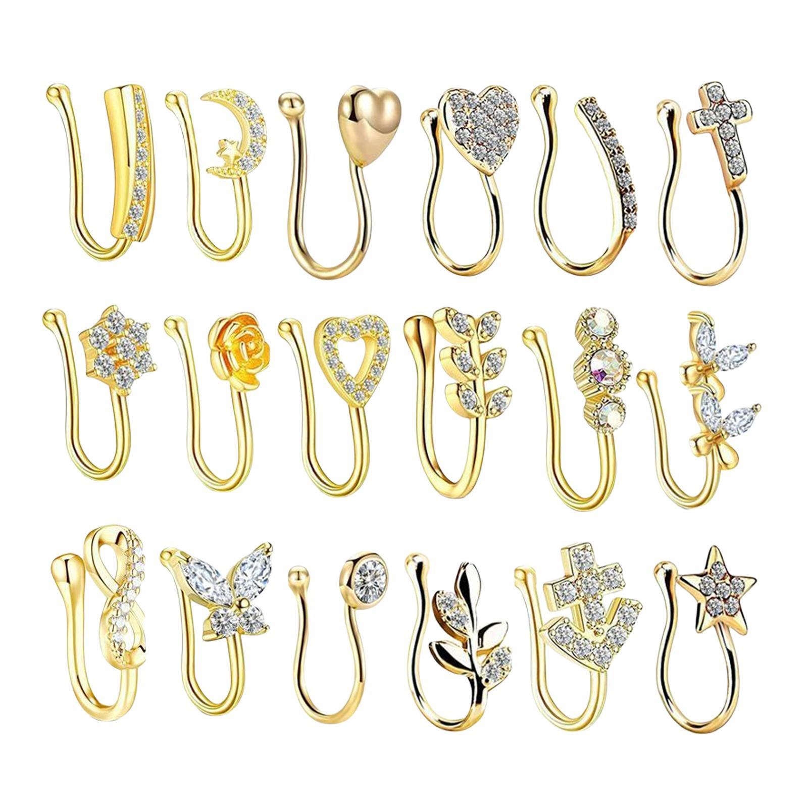 18 Pieces Fake Nose Rings  Nose Clip Body Jewelry Gifts Fashion