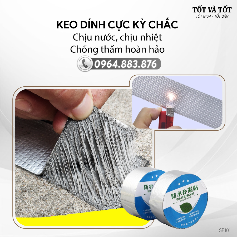 Băng dính chống thấm chống dột kích thước 5cmx5m