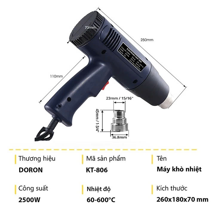 Máy Khò Nhiệt Công Suất Lớn 2000W– Bọc Dán Decal, Màng Co, Đóng Gói Hàng Hóa