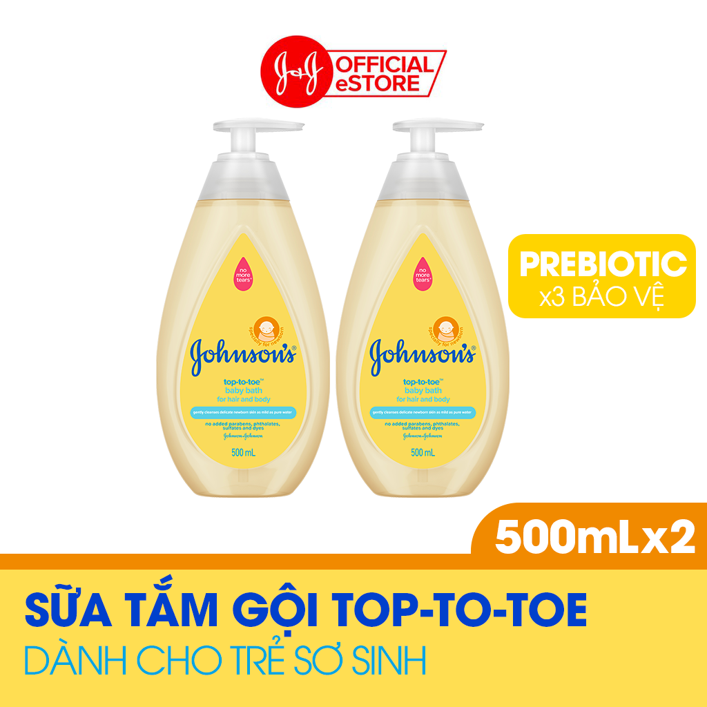 Bộ 2 Chai Sữa Tắm Gội Toàn Thân Cho Bé Johnson's Baby Top To Toe 500mlx2