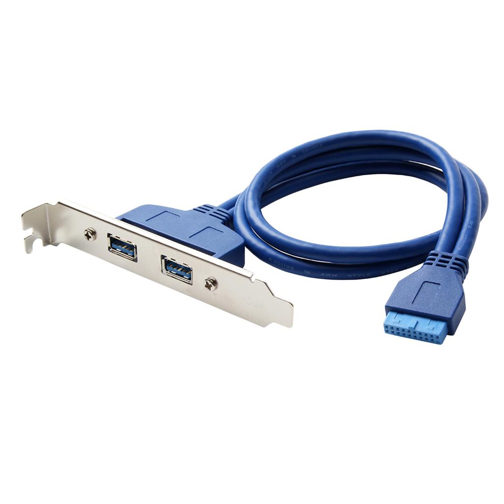 Motherboard USB 3.0 Dual Port PCI Bracket Cable with Built-in 20 Pin Header