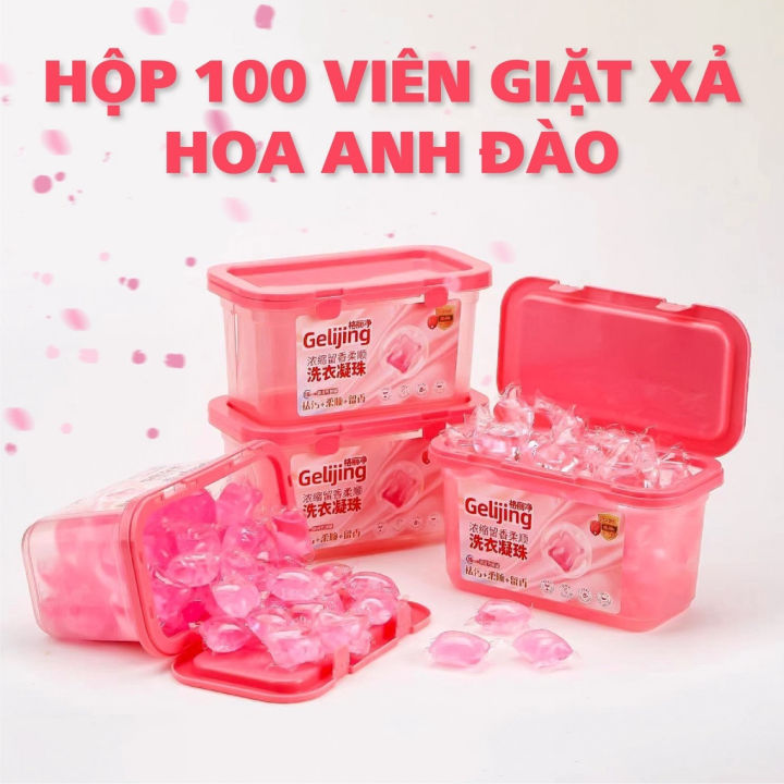 Hộp 100 Viên (thực tế 90 viên) nước giặt quần áo GELIJING đủ màu lưu hương tốt