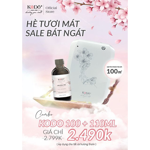 KODO 100 - Máy Khuếch Tán Tinh Dầu Phòng 80M2 (Bình Dầu 250Ml), Không Pha Nước