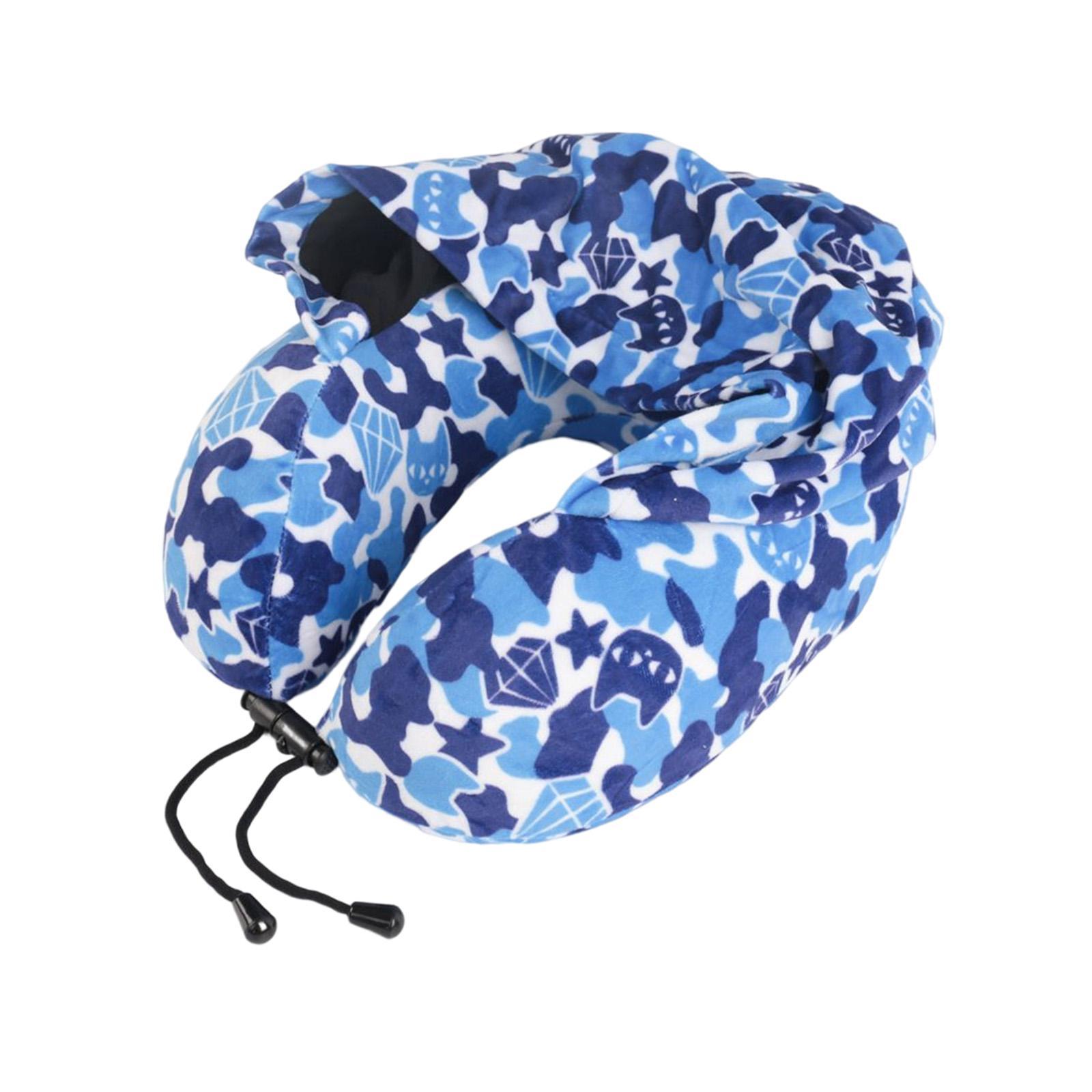 Ergonomic Memory Foam Neck Travel Pillow with Hoodie for Airplane Car Home