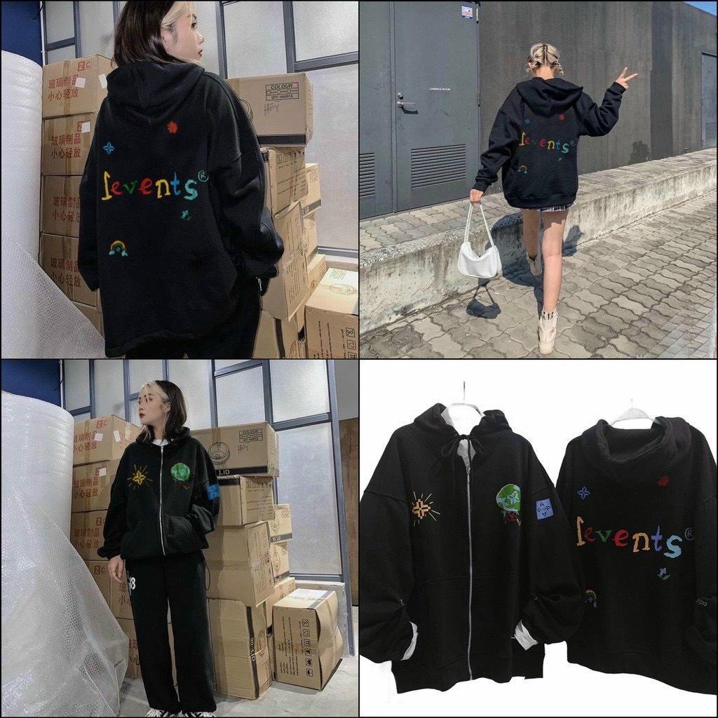 Áo khoác nỉ ngoại PE LEVENT Dây Kéo hoodie BASIC form rộng Ulzzang Unisex áo nỉ nam nữ