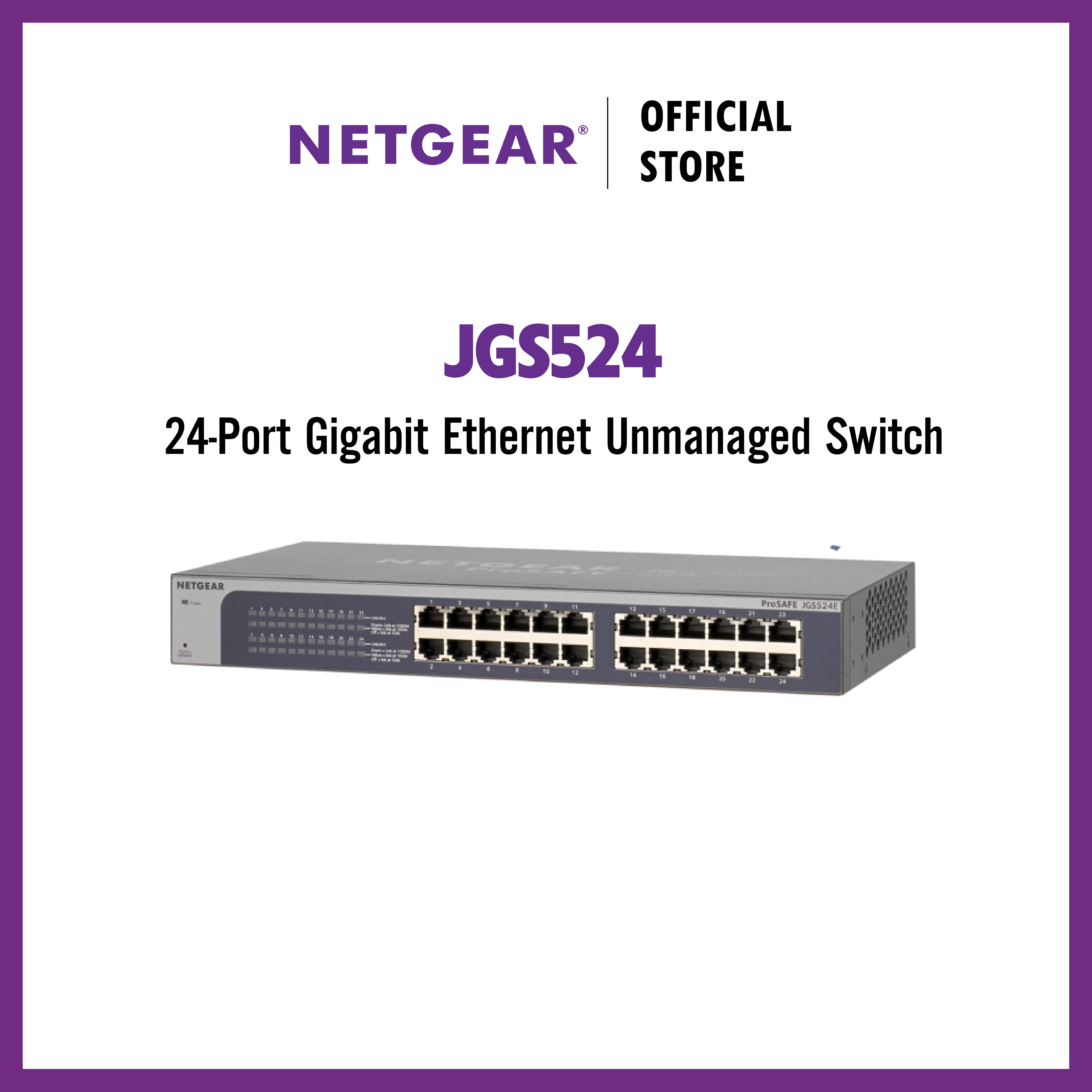 Bộ Chia Mạng Gắn Rack 24 Cổng 10/100/1000M ProSAFE Gigabit Ethernet Unmanaged Switch Netgear JGS524 - Hàng Chính Hãng