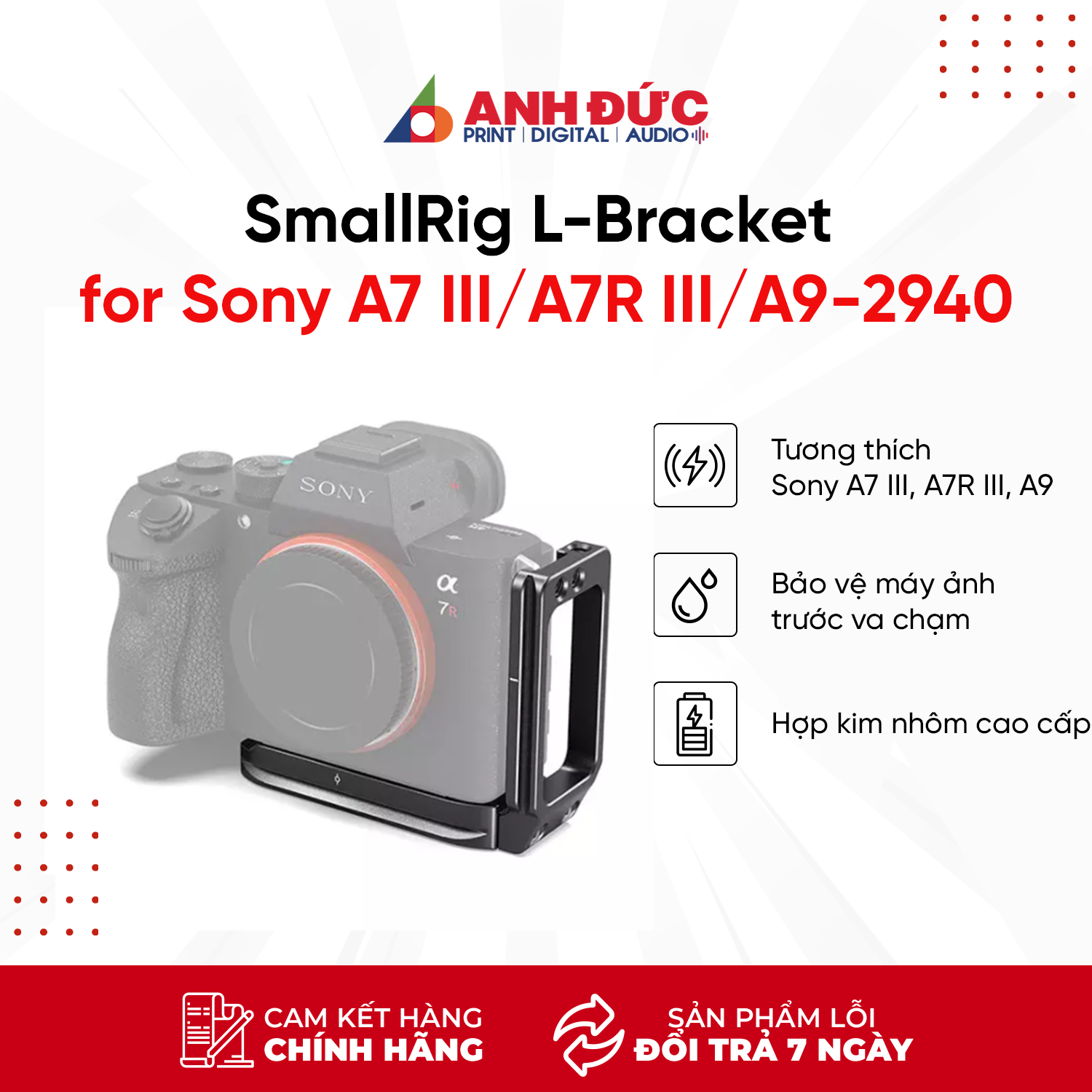 Khung máy ảnh SmallRig L-Bracket for Sony A7 III/A7R III/A9-2940, hàng chính hãng Hoằng Quân