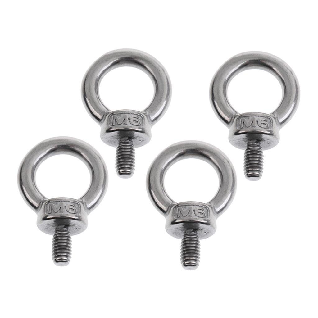 4pcs Marine Grade Stainless Steel Lifting Eye Bolt M6 x 11mm Polished Finish