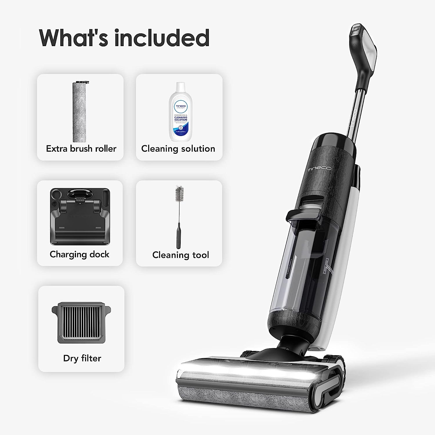 Máy Hút Bụi Lau Sàn Khô Uớt TINECO Floor One S7 PRO Bản Quôc Tế Tự Giặt Giẻ, Diệt Khuẩn, Sấy Khô Tự Động Thương Hiệu Mỹ Lực Hút 15,000 Pa, Công Suất 220 W - Hàng Nhập Khẩu