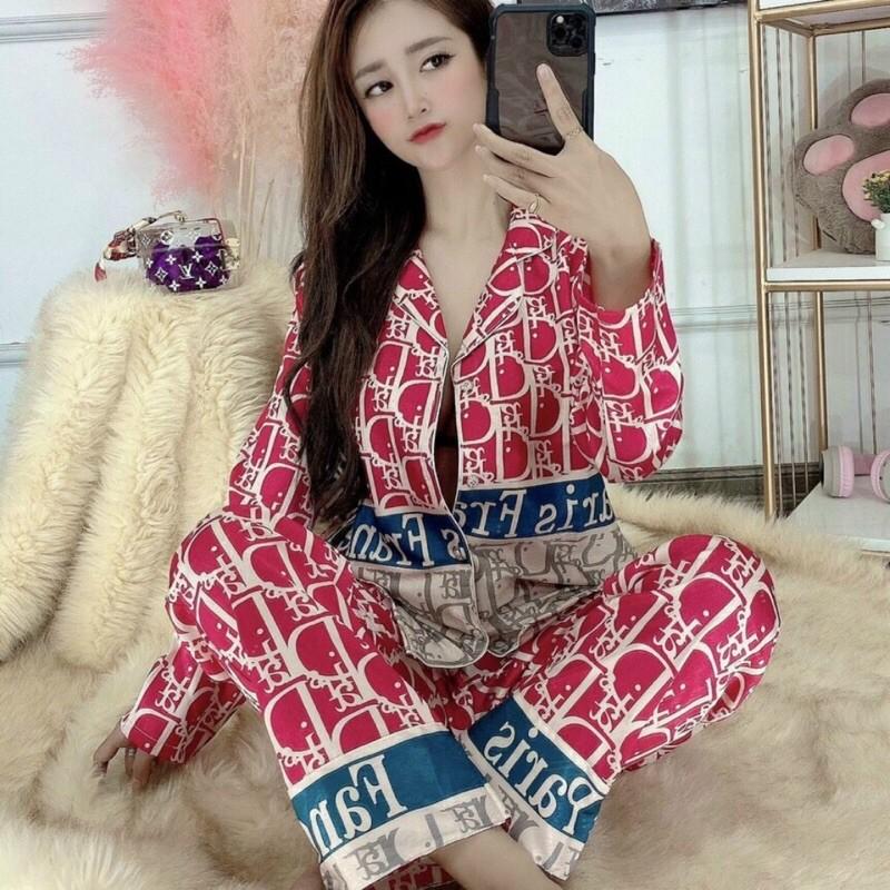 Bộ pijama,Bộ đồ mặc nhà dài tay quần dài lụa satin mềm mịn, thoáng mát đa dạng mẫu mã màu sắc