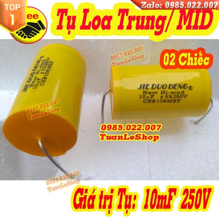 TỤ PHÂN TẦN 10MF 250V VÀNG TRÒN - GIÁ 2 CÁI - TỤ LOA TRUNG TỤ LOA MID