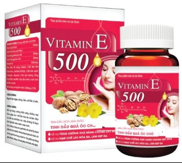 Viên uống đẹp da vitamin E 500 đẹp da giảm lão hóa ngừa nám tàn nhang - Tinh Dầu Hoa Anh Thảo - Tinh Dầu Óc Chó