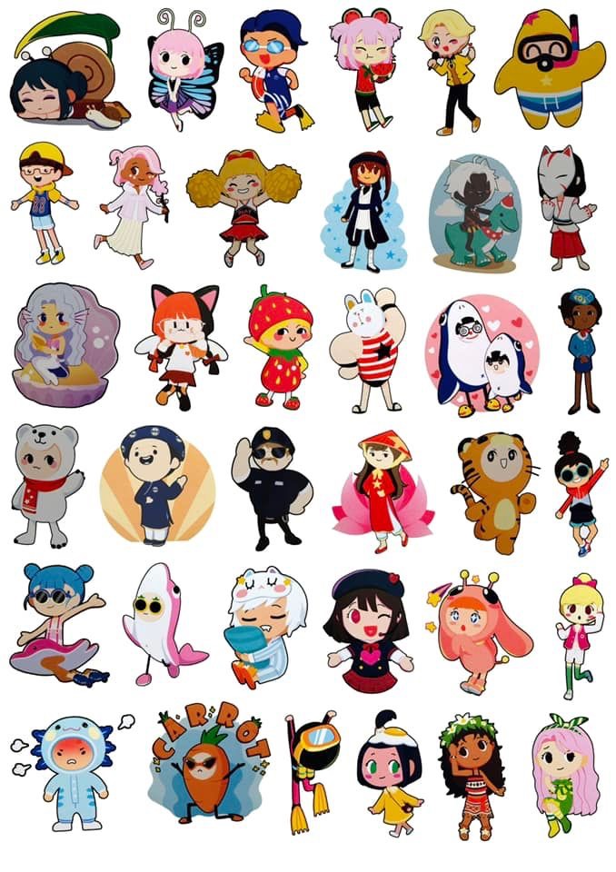 Sticker Play together 30-60 hình khác nhau/ hình dán Game play together hero team