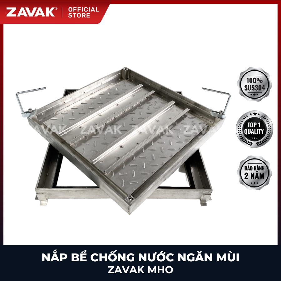 Nắp bể ngầm chống nước ngăn mùi inox ZAVAK MHO-50 / KT 50x50cm, lát gạch 1,5cm/ tải tối đa 720kg