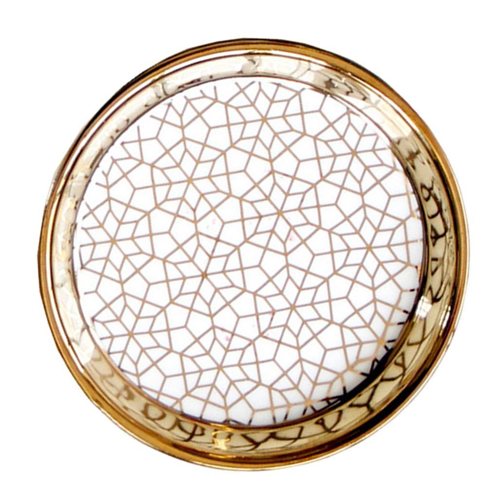 2X Nordic Style Ceramic Small Dishes Circle Trinket Tray Gold Trim Style-03
