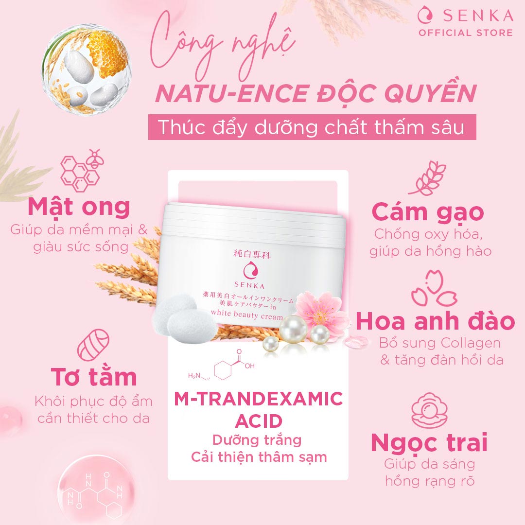 Kem dưỡng trắng da nâng tông 3 trong 1 Senka White Beauty 100g