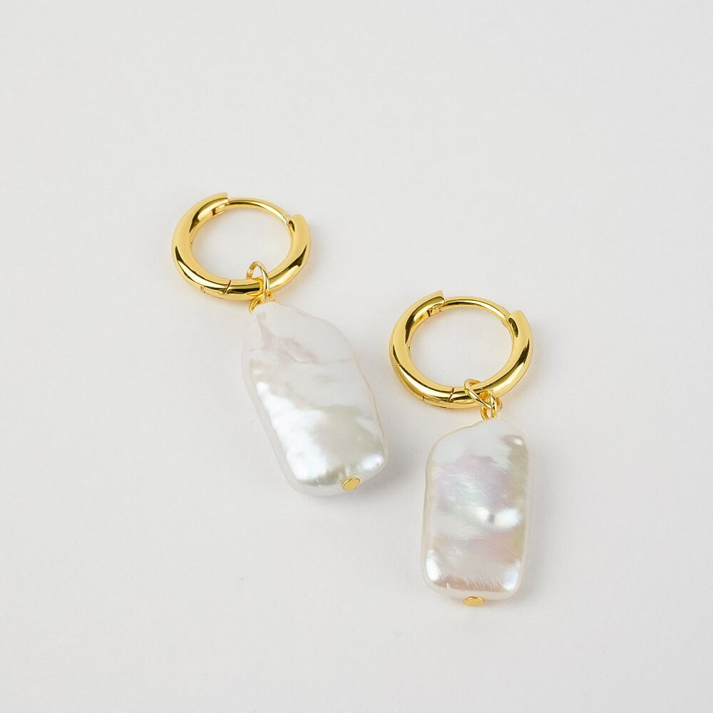 Bông Tai Ngọc Trai FW Baroque UK Style (Rectangle Link Pearl) - MOON Jewelry