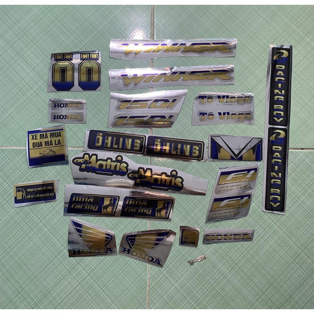 Tem Winner 150 logo vàng gold crom