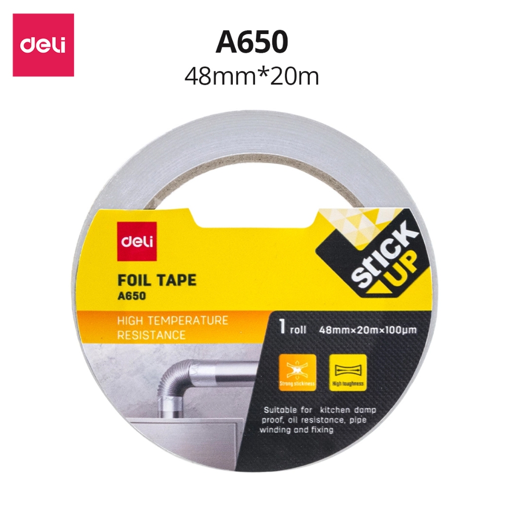 Băng dính nhôm băng keo bạc 10/20m Deli - Băng keo nhôm siêu dính dẫn diện chống nước chống ẩm cách nhiệt cho gia đình