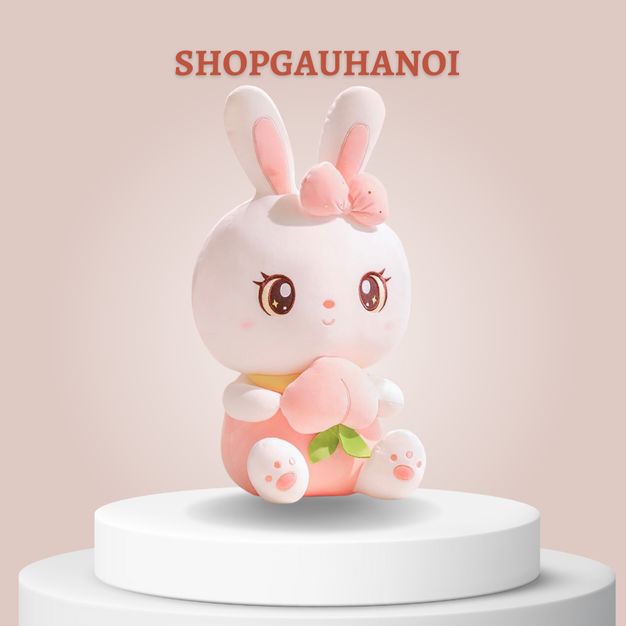 Gấu bông thỏ ôm trái đào size 40cm cao cấp mềm mịn