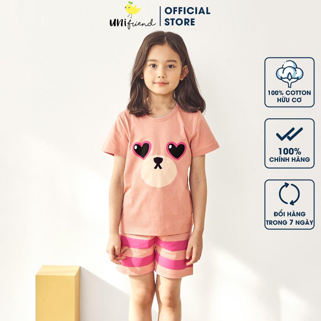 Bộ đồ ngắn tay mặc nhà cotton mịn cho bé gái U3010 - Unifriend Hàn Quốc, Cotton Organic