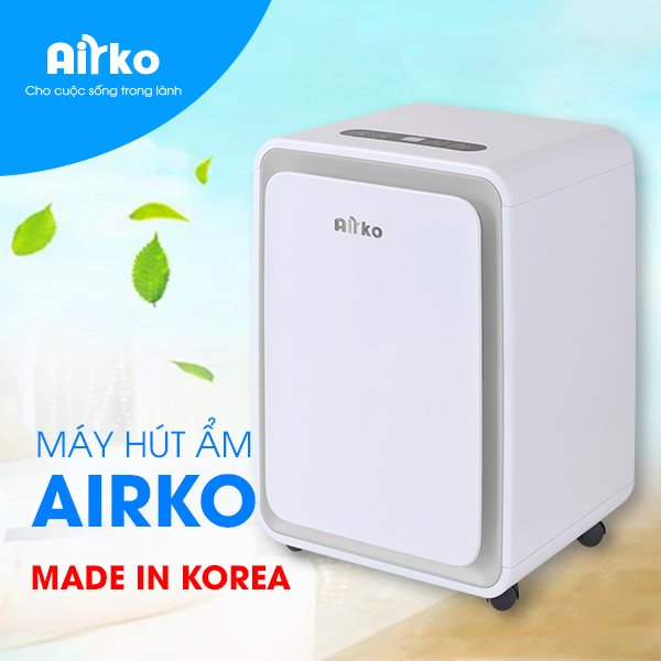 Máy hút ẩm và lọc không khí chĩnh hãng AIRKO AKR-12ECE - 12L/ngày (40m2)/ Hút ẩm nhanh/ Bộ lọc carbon hoạt tính