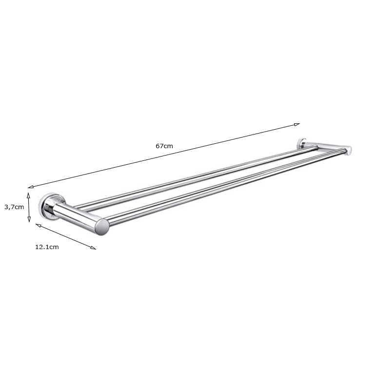 Treo khăn đôi nắp tròn (inox 304) TOVASHU 304-B7