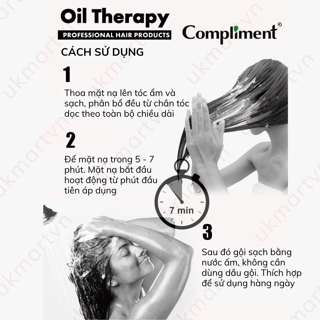 Ủ Tóc Compliment Oil Therapy Argan Oil 500ml Chăm Sóc Chuẩn Salon Phục Hồi Dưỡng Tóc Chắc Khoẻ Bóng Mượt Bồng Bềnh