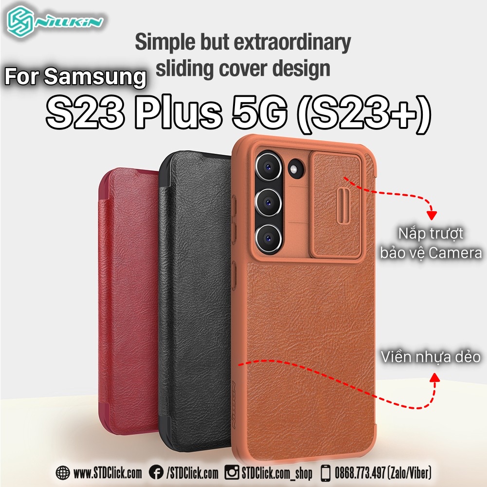 BAO DA DÀNH CHO ĐIỆN THOẠI SAMSUNG GALAXY S23 PLUS 5G NILLKIN QIN PRO BẢO VỆ CAMERA