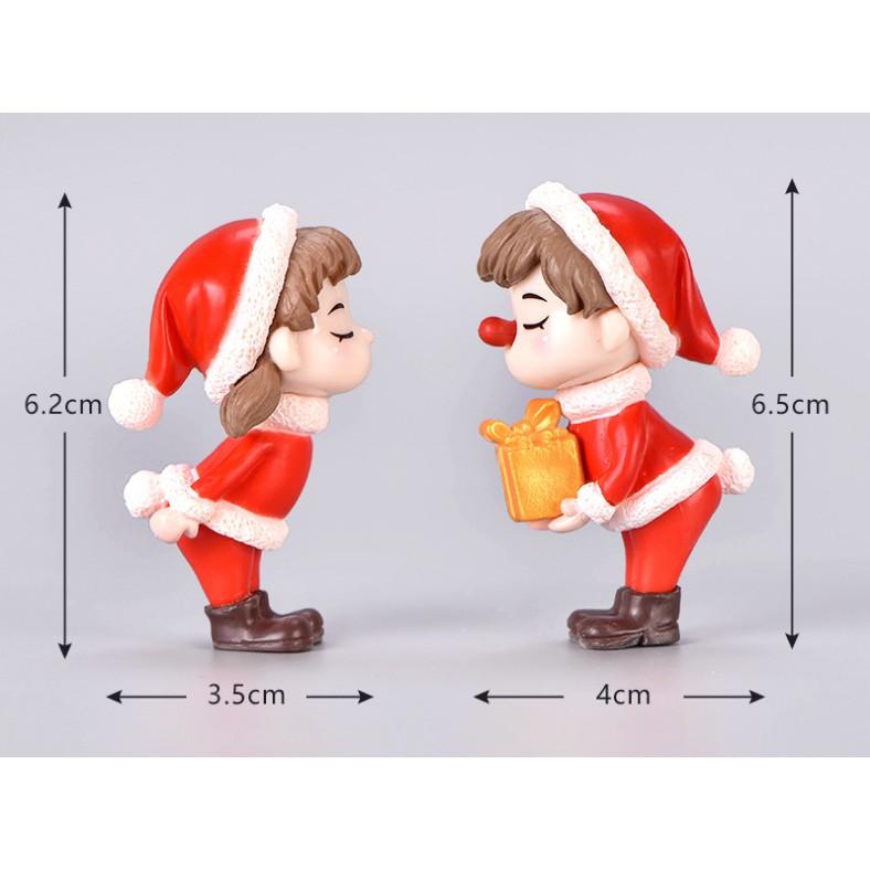 Mô hình đôi bạn hề tuyết Giáng sinh dùng trang trí tiểu cảnh Noel, terrarium, móc khóa, DIY