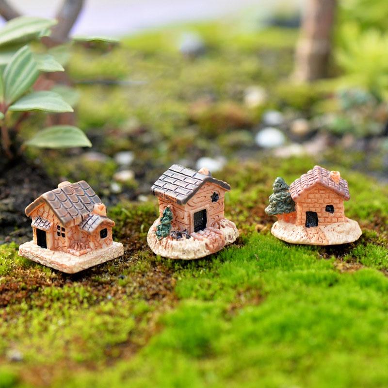 Tiểu cảnh mini ️ Mô hình nhà gạch mini trang trí sân vườn tiểu cảnh, chậu sen đá, terrarium
