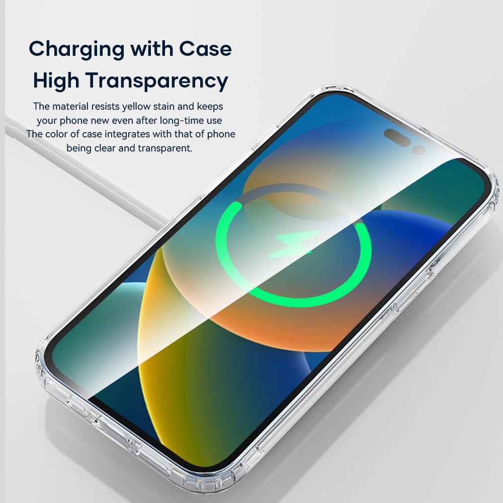 Ốp lưng chống sốc trong suốt hỗ trợ sạc Maqsafe cho iPhone 14 Pro Max hiệu Rock Protection Maqsafe Magetic Case - hàng nhập khẩu