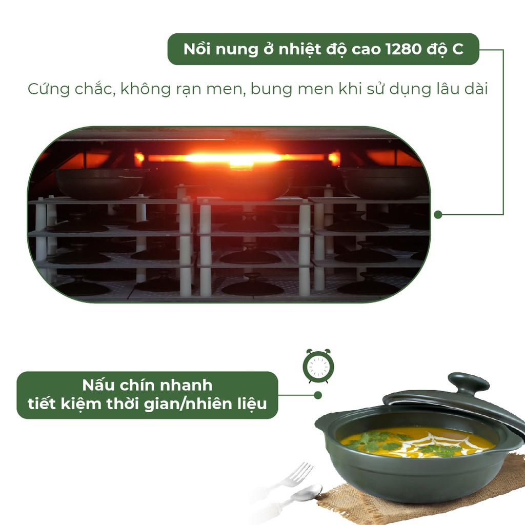 Nồi Sứ Dưỡng Sinh Minh Long Luna 1.0L Dùng Bếp Ga, Hồng Ngoại Có Nắp, Dùng Kho Cá, Hầm Cháo Thực Phẩm Chín Sâu Và Đều