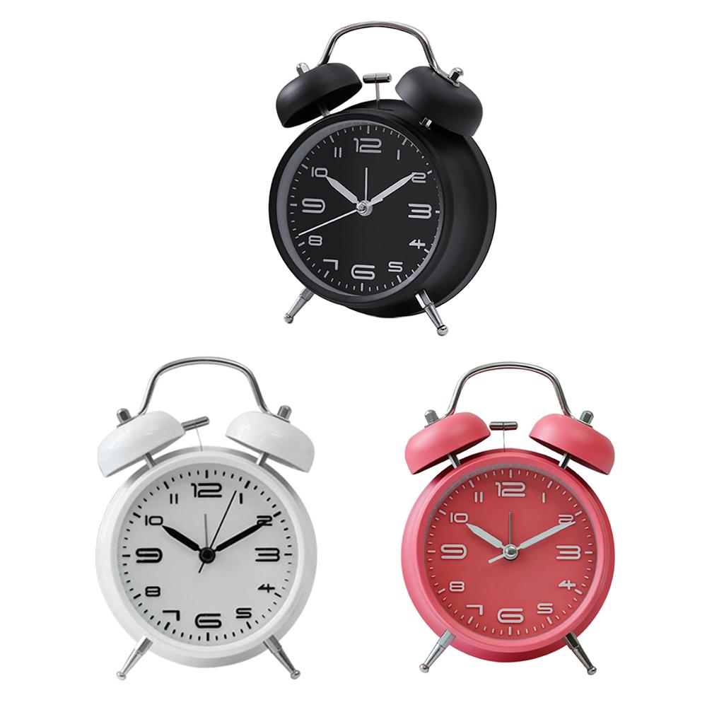 Classic Style Loud Double Bell Mechanical Alarm Clock for Kids Bedroom-Pink