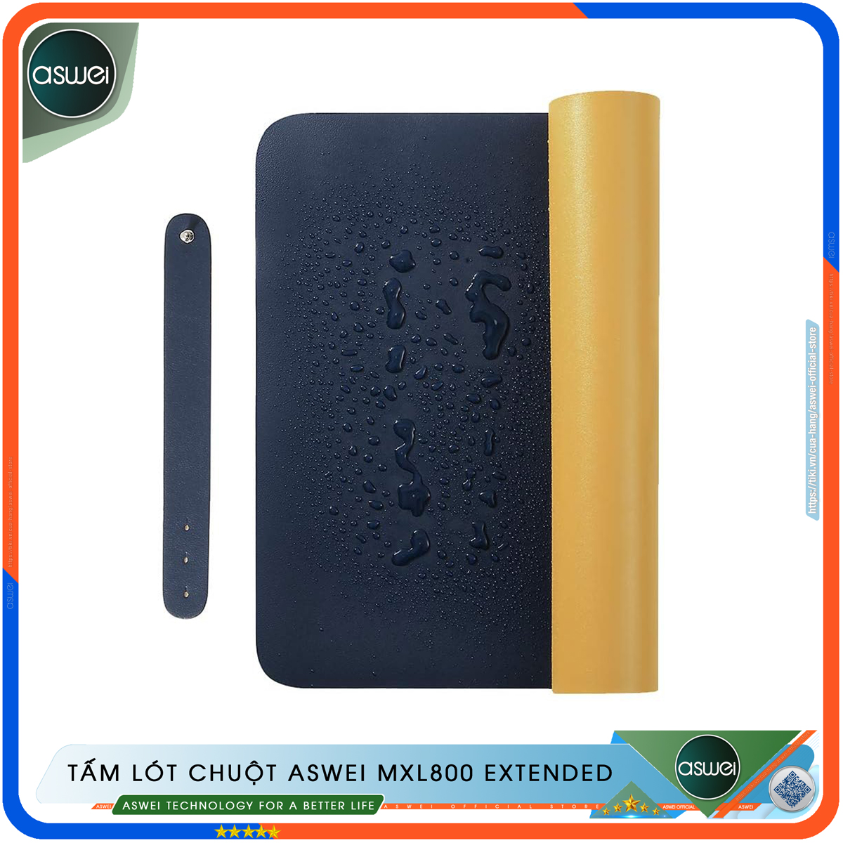 Lót Chuột ASWEI - Miếng Lót Chuột MXL800 Extended 80x40 - Pad Chuột Chất Liệu Da Pu Cao Cấp - Tấm Lót Chuột Sử Dụng 2 Mặt Tiện Lợi, Mềm Mại, Chống Nhăn, Không Thấm Nước - Hàng Chính Hãng