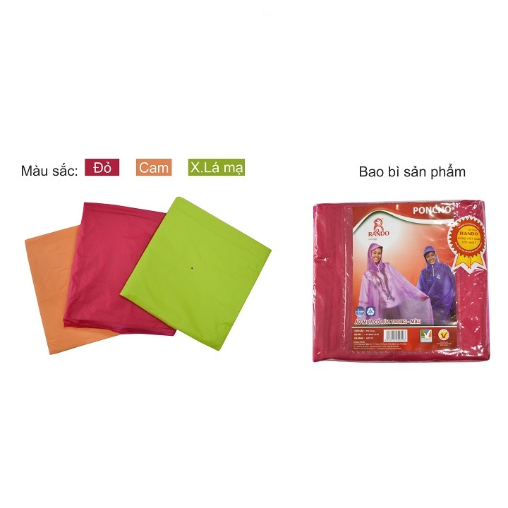 Áo mưa Rando Poncho cổ rùa trong màu Freesize giúp che chở cho người thân yêu của bạn